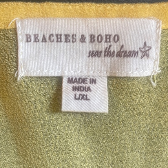 Orange & Yellow,,V neck, sheer, Tassels, swim cover up, Tunic,Top,dress, L/XL - Picture 6 of 10